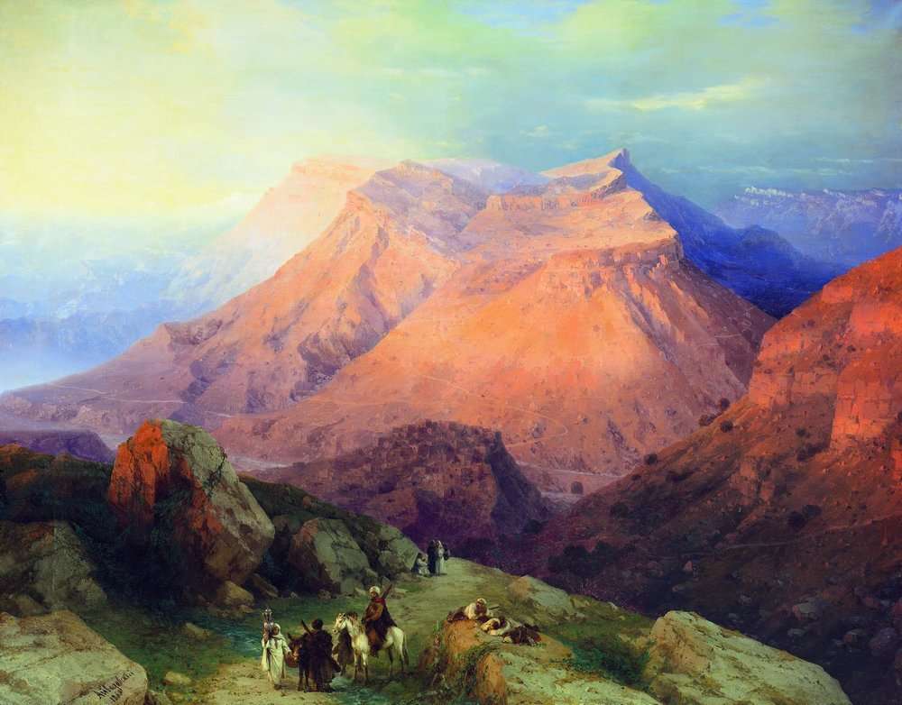 Аул Гуниб в Дагестане. Вид с восточной стороны. 1869 - Айвазовский Иван Константинович