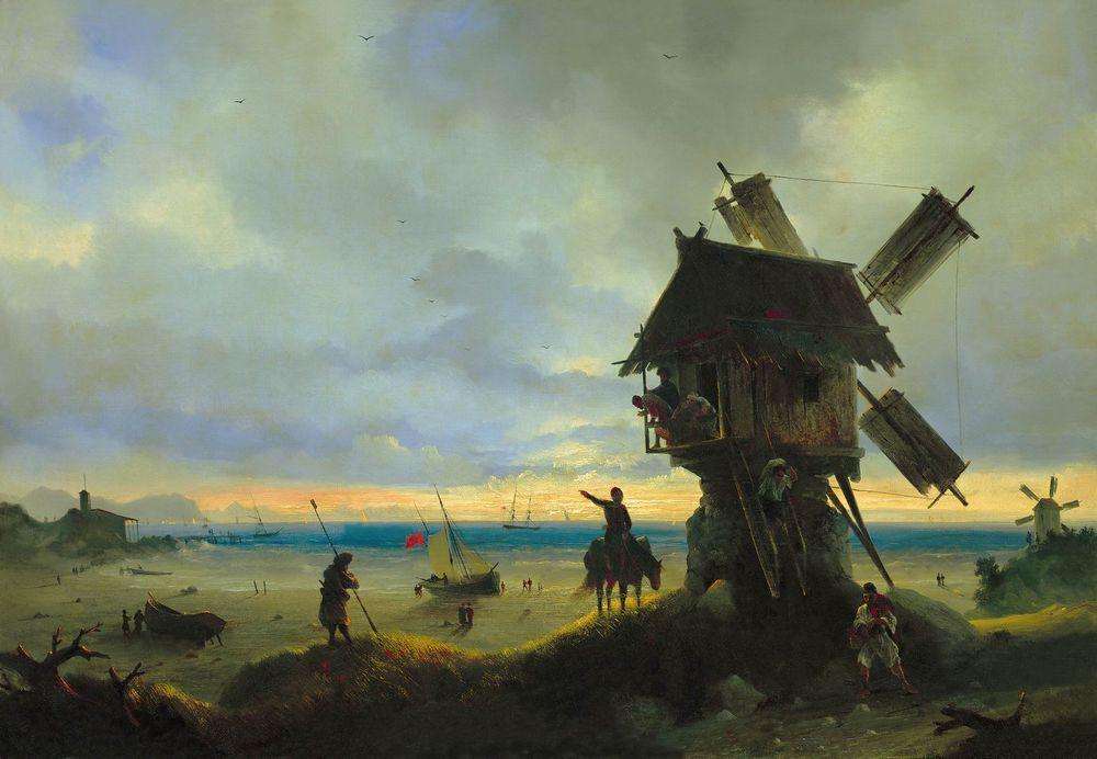 Ветряная мельница на берегу моря. 1837 - Айвазовский Иван Константинович