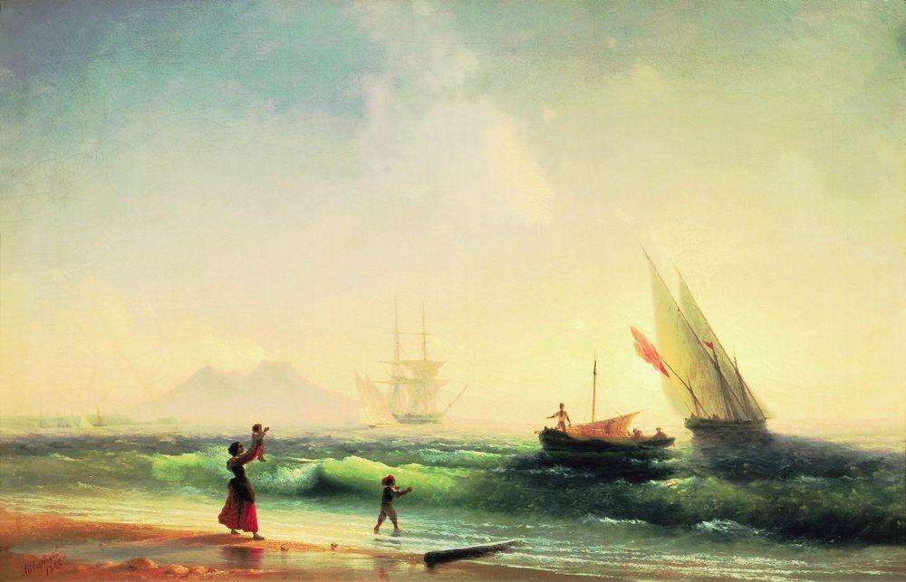 Встреча рыбаков на берегу Неаполитанского залива. 1842 - Айвазовский Иван Константинович