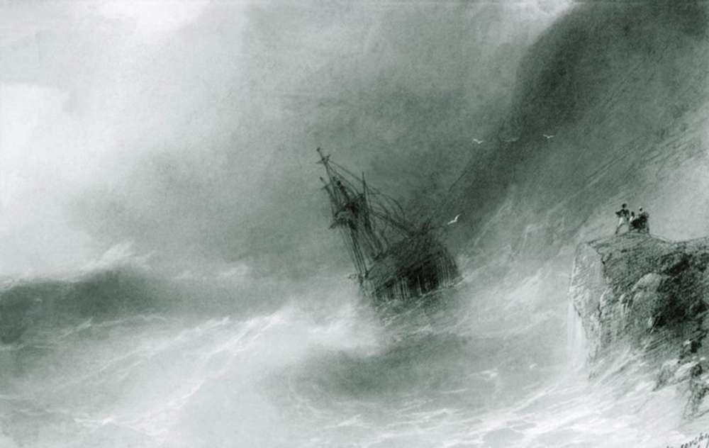 Выброшенный на скалы корабль. 1874 - Айвазовский Иван Константинович