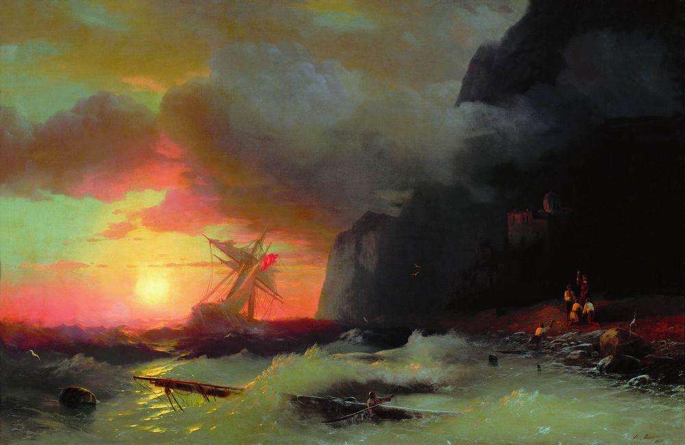 Кораблекрушение у Афонской горы. 1856 - Айвазовский Иван Константинович