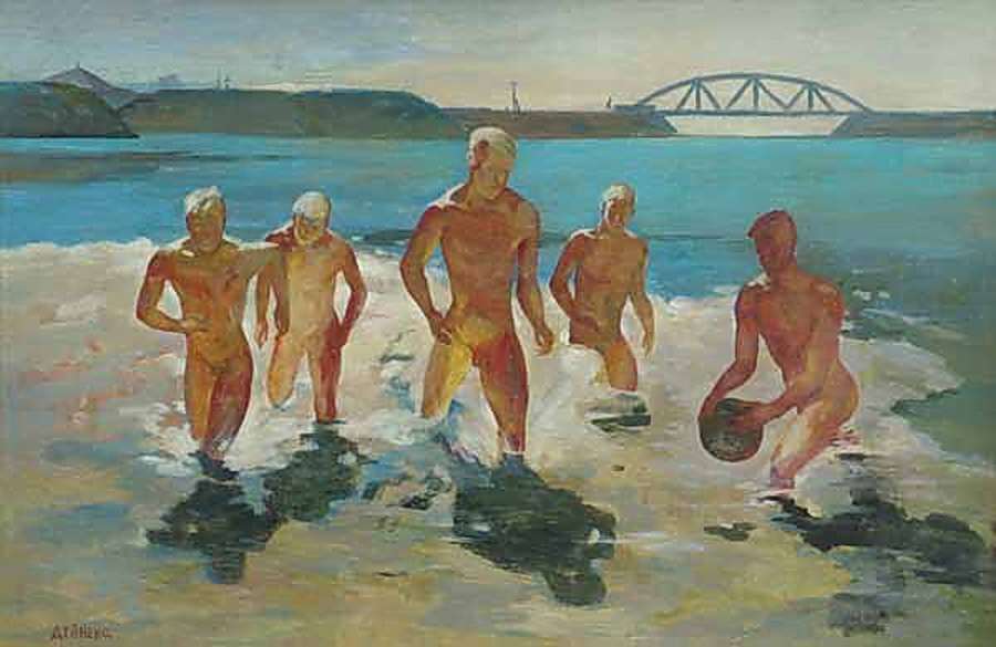 1930-35 Мальчики, выбегающие из воды. К., м. 42,5х64,7 ЧС - Дейнека Александр Александрович