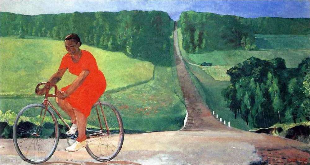 1935 Колхозница на велосипеде. Х., м. 120x220 ГРМ - Дейнека Александр Александрович