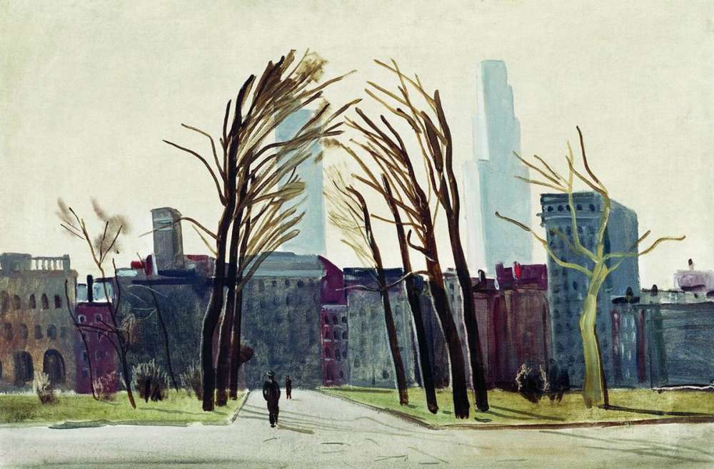 1935 Филадельфия. Старая площадь. Х., м. 50х75 Астрахань - Дейнека Александр Александрович