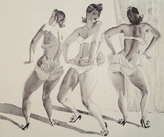 1935 Этрадный танец. Бурлеск. Акв. Курск - Дейнека Александр Александрович