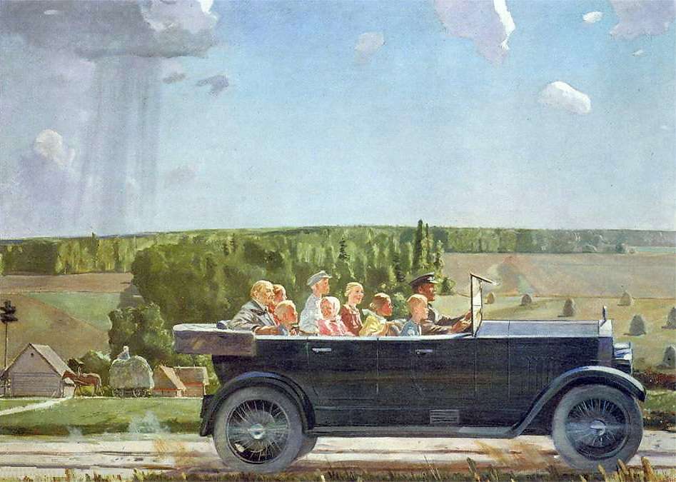 1938 В.И.Ленин на прогулке с детьми. Х., м. 135x190 ЦМВС СССР - Дейнека Александр Александрович
