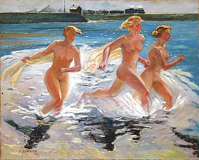 1941 Running girl. Oil on canvas, 65х79 - Дейнека Александр Александрович