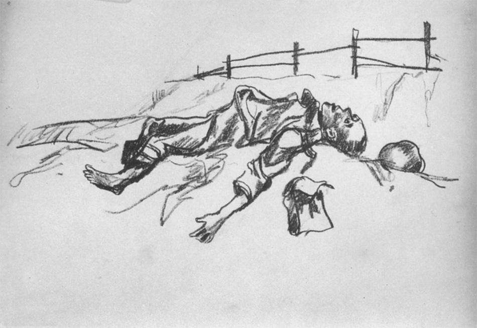1942 Из фронтовых зарисовок. Б., к. 22x31,2 Ссх - Дейнека Александр Александрович