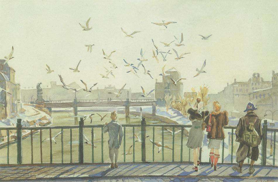 1947 Весна в Вене. Б., акв. 33х49,2 Алма-Ата - Дейнека Александр Александрович