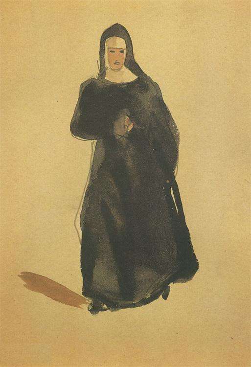 1947 Монахиня. Б., акв. 21х15 Ссх - Дейнека Александр Александрович