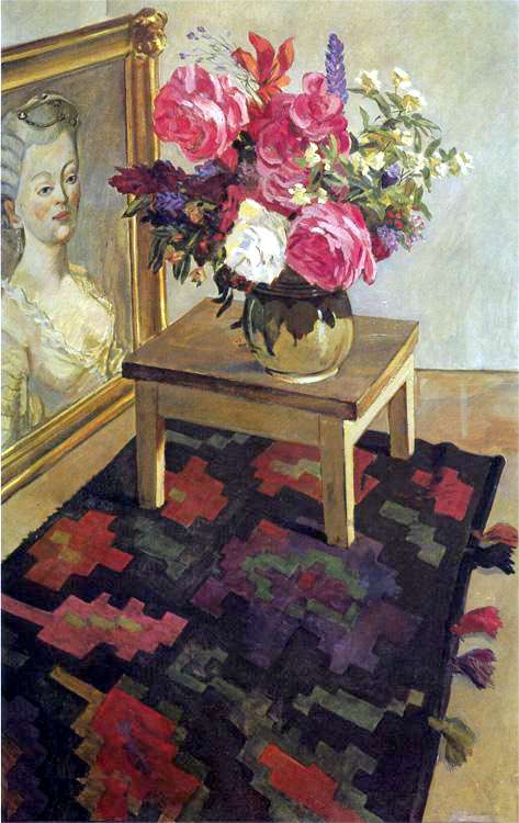 1948 Цветы на ковре. Холст, масло. 100x80 Ссх - Дейнека Александр Александрович