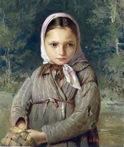 Portrait of a young girl in a headscarf. 1874 Oil on canvas. 48.2x38.2 -   