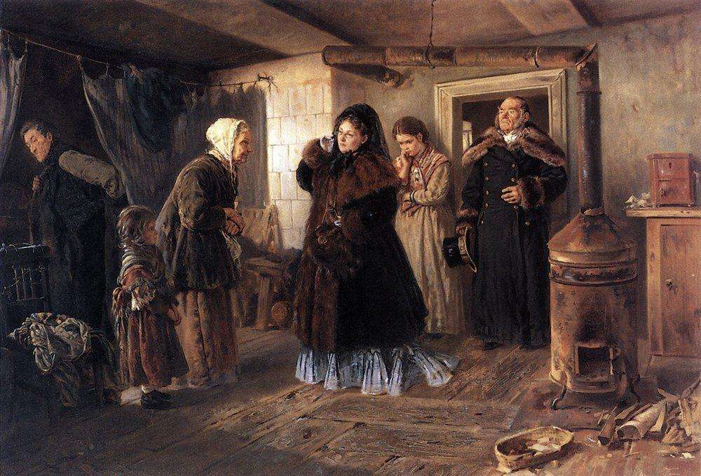 Посещение бедных. 1874 - Маковский Владимир Егорович
