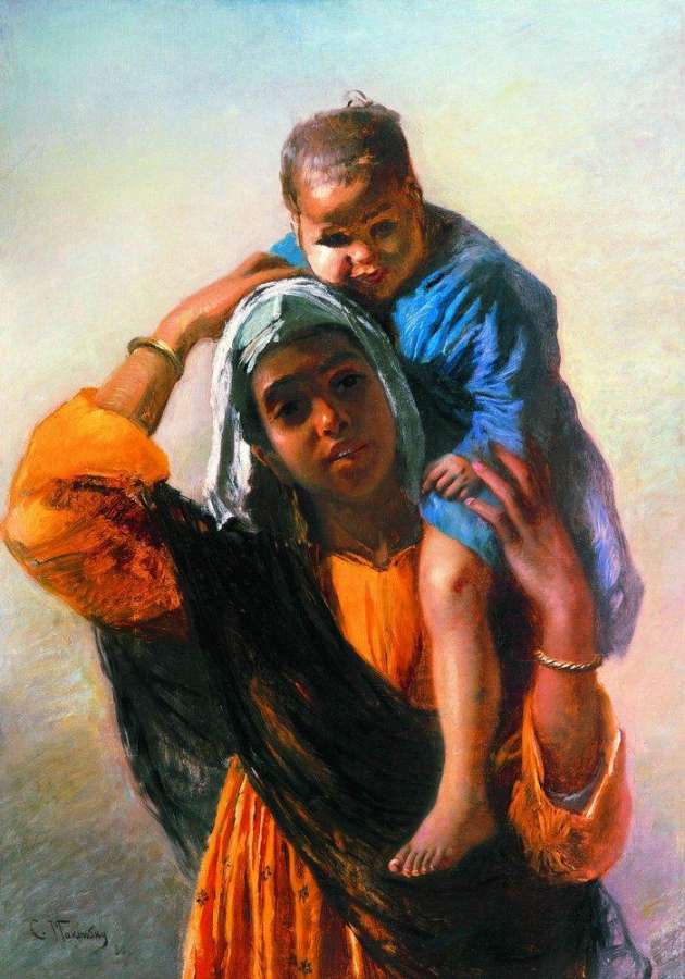 Восточная женщина с ребенком. 1880 - Маковский Константин Егорович