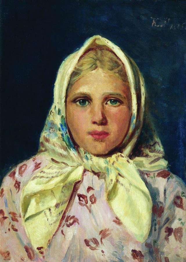 Девочка в платке (Портрет девочки). 1870-е - Маковский Константин Егорович