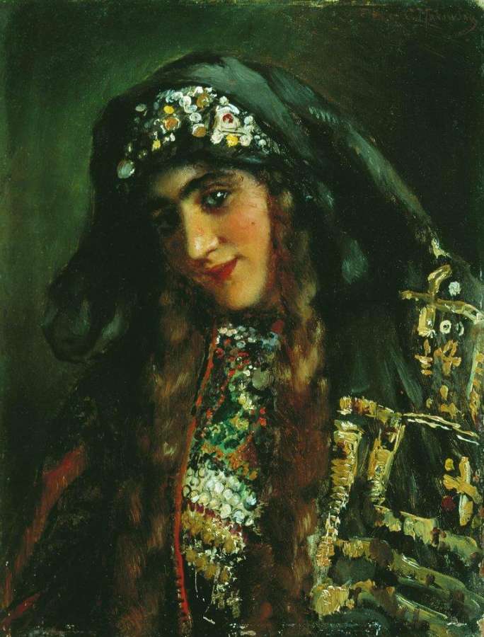 Девушка в восточном костюме. 1870-е - Маковский Константин Егорович