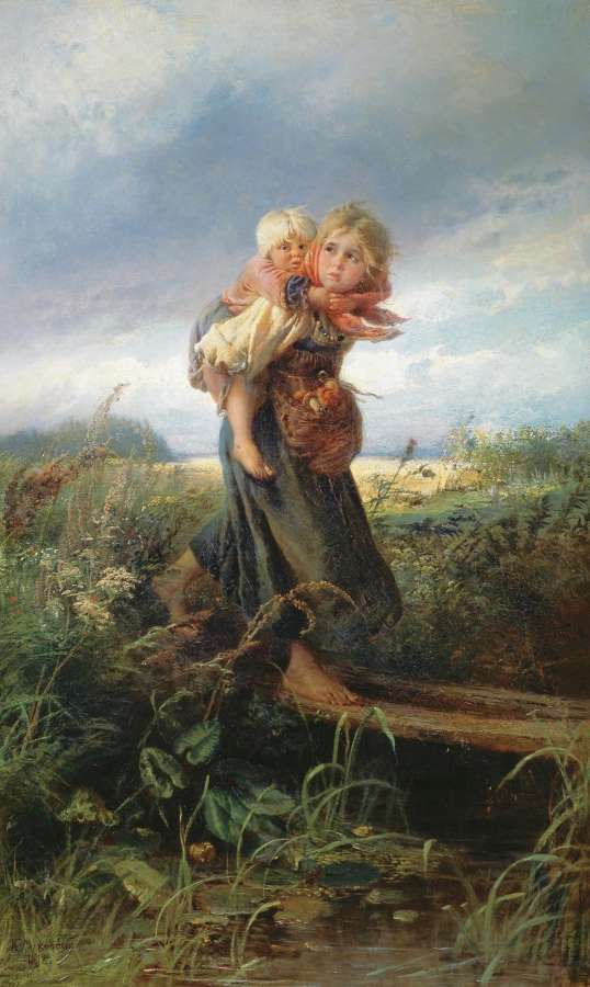 Дети, бегущие от грозы. 1872. Холст, масло. 167х102 см - Маковский Константин Егорович