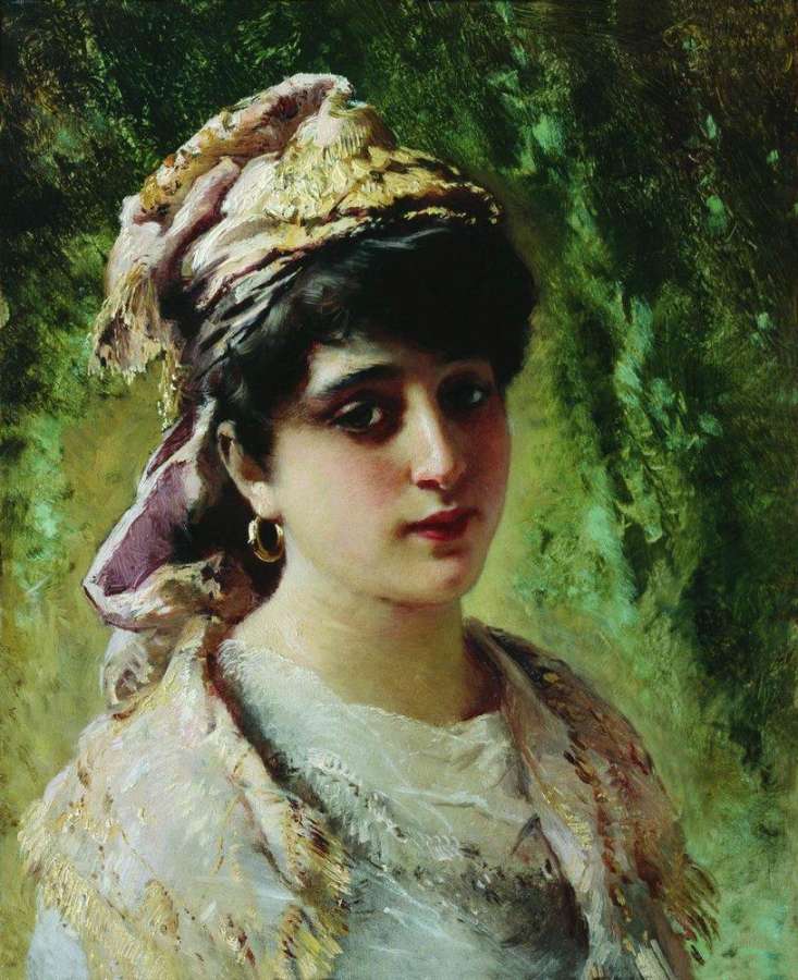 Женская головка. 1890-е - Маковский Константин Егорович