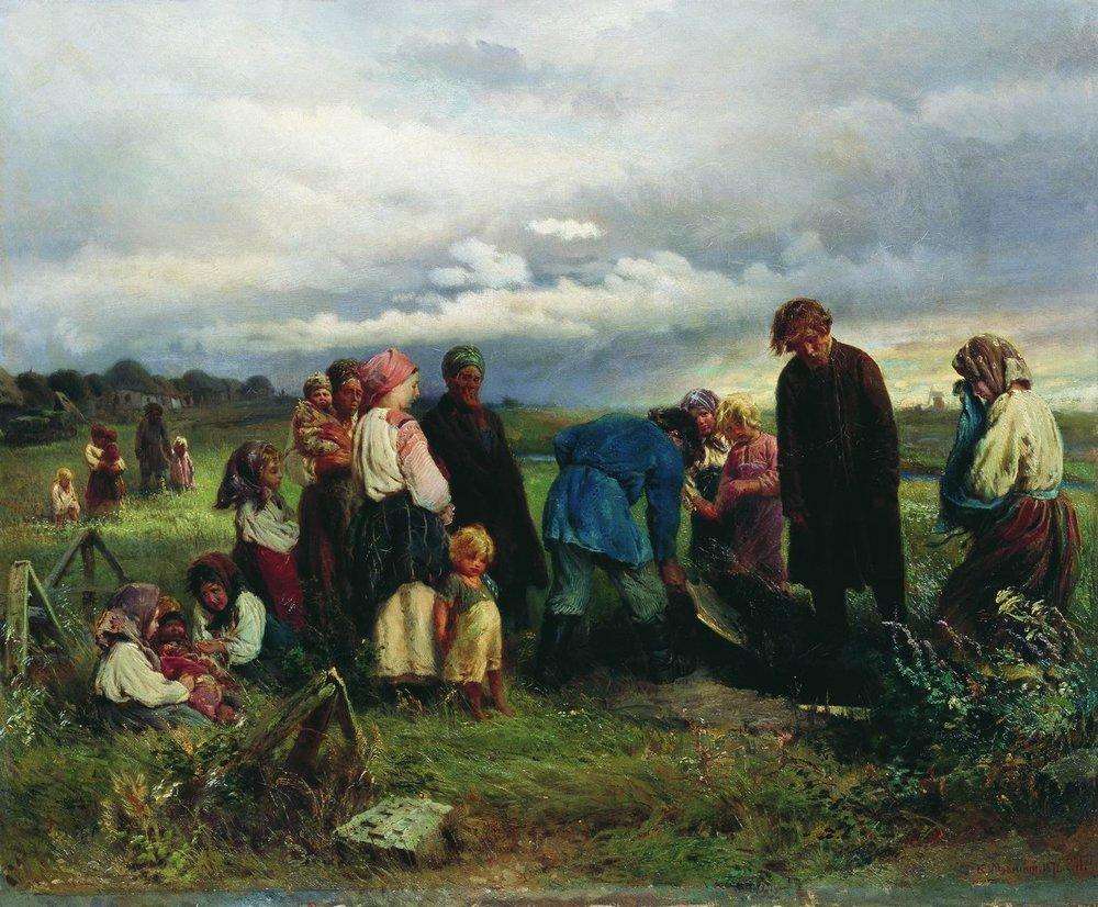 Похороны ребенка. 1872 - Маковский Константин Егорович