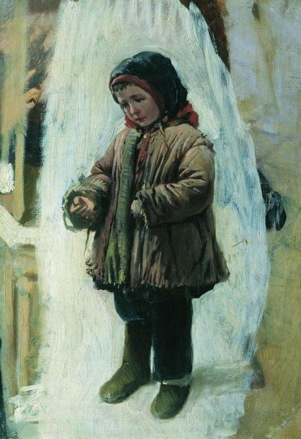 Ребенок на снегу - Маковский Константин Егорович