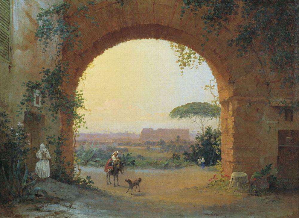 Итальянский пейзаж в окрестностях Рима. 1844  - Раев Василий Егорович