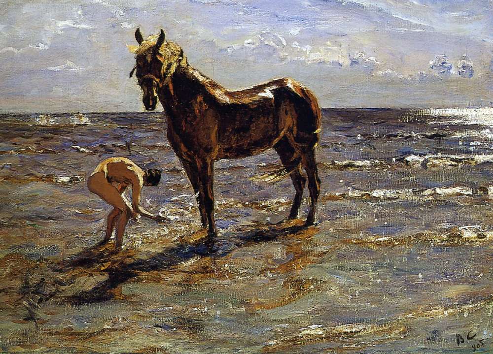 Serov Valentin Bathing a horse Sun -   