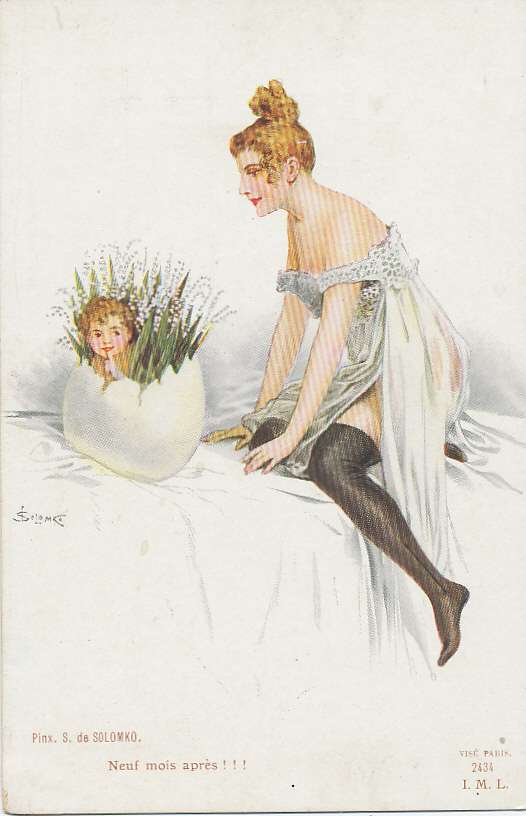 Lady see Child in Egg -   