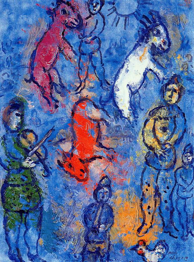 Chagall Marc Clown violiniste et ones Sun  -   