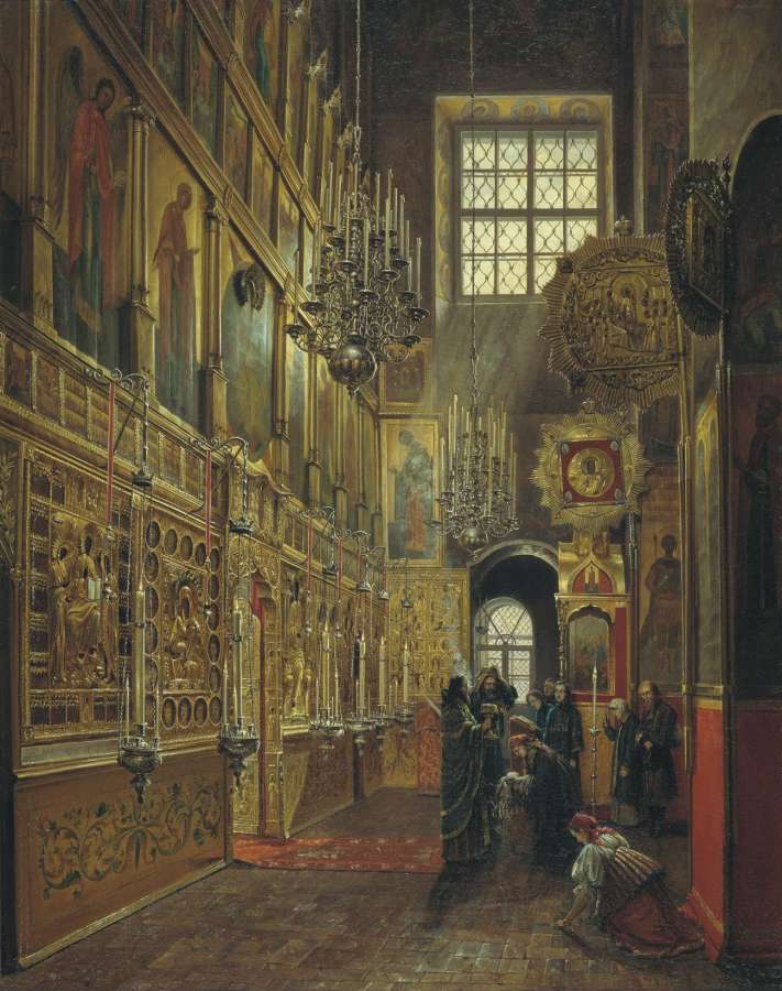 Обедня в московском Благовещенском соборе. 1857  - Шухвостов Степан Михайлович