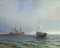 Захват пароходом «Россия» турецкого военного транспорта «Мессина» на Чёрном море 13 декабря 1877  - Айвазовский
