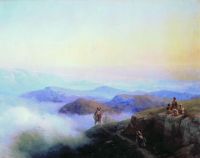 Цепи Кавказских гор. Вид с Каранайских гор на Темир-Хан-Шуру, на Каспийском море. 1869 - Айвазовский