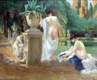    . (Femmes au bord d`un bassin). 1909 ., . 80x97 - -