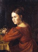 Портрет молодой женщины в темно-красном платье  - Варнек