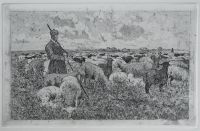 Пастух (штриховой офорт на цинке) - Горюшкин-Сорокопудов