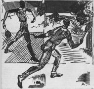 1923 Теннис. Гравюра. 11,5х11,7 Ссх - Дейнека