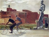 1935 Итальянские рабочие на велосипедах. Х., м. 80x101 Львов - Дейнека