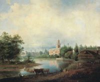 Пейзаж с рекой. Екатерингоф. 1844 - Иванов