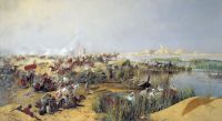 Переправа туркестанского отряда через Аму-Дарью в 1873 году. 1889. Холст, масло. 178х322 см - Каразин