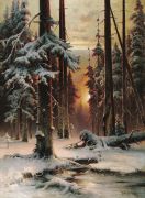 Зимний закат в еловом лесу. 1889. Холст, масло, 143х104 см - Клевер
