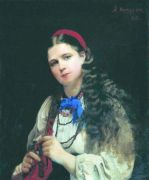 Девушка, заплетающая косу. 1883 Холст, масло. Архангельск - Корзухин