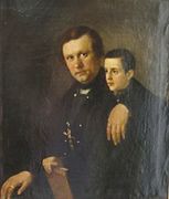 Портрет Н.И. Лагутяева с сыном. 1854. Холст, масло - Корзухин