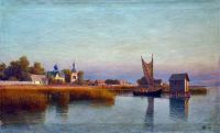 Вид городка со стороны реки. 1887 - Лагорио