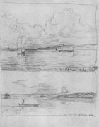 На Волге. У берега (пейзаж с лодкой). 1880-е - Левитан