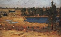 Озеро. Сараи у лесной опушки. 1898-1899 - Левитан