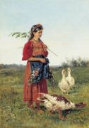 Девочка с гусями. 1875 - Маковский