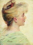 Портрет молодой женщины в профиль. 1890-е - Маковский