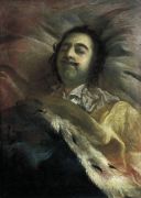 Петр I на смертном ложе. 1725. Холст, масло. 37х54 см - Никитин