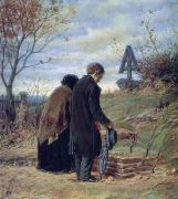 Старики-родители на могиле сына. 1874 Х., м. 42х37,5 ГТГ - Перов