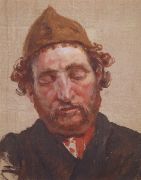 Голова рыжеволосого мужчины в желтой ермолке. 1880-е - Поленов