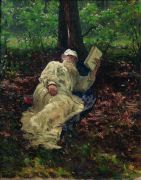 Лев Николаевич Толстой на отдыхе в лесу. 1891 - Репин